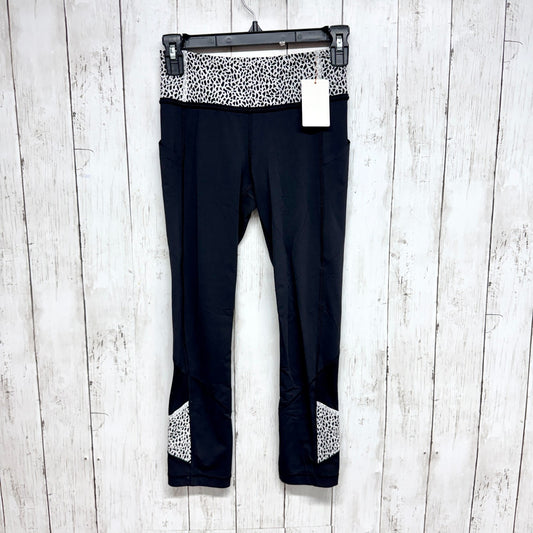 Lululemon Pants Women Size 2 Black Speckle Print Ankle Crop Leggings Pockets