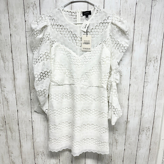 BARDOT Dress Women Size 12/XL White Puff Sleeve Lana Lace Mini Layered Ruffled