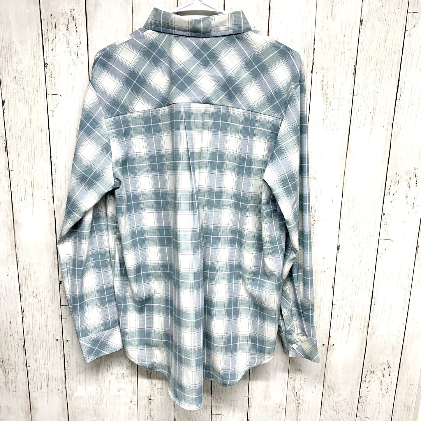 Lulus Shirt Women Size M Button Down Long Sleeve Blue Plaid Polyester Western