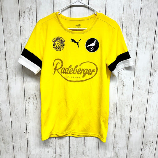PUMA Top Women Size S Jersey Short Sleeve NYC Footy Round Neck Polyester Yellow