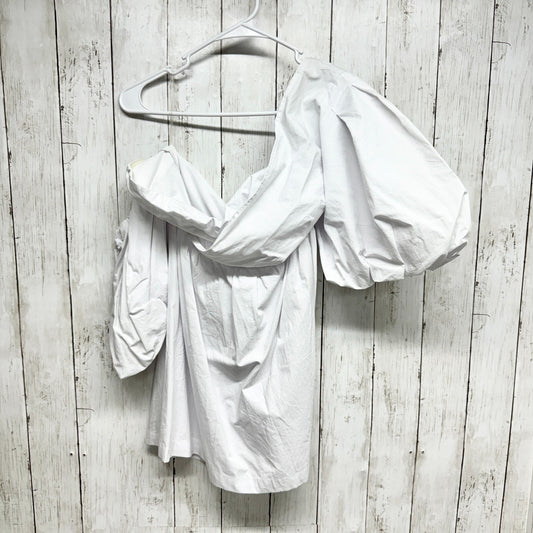Showpo Dress Women Sz 8 Sula Balloon Sleeve Mini White Bride NWT Off Shoulder