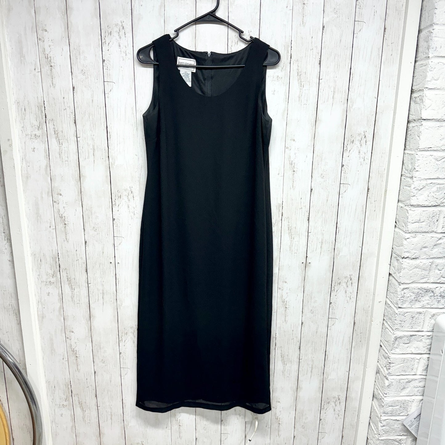 VTG Karen Stevens Dress Women Size Medium Sleeveless Mini Black Swoop Neck