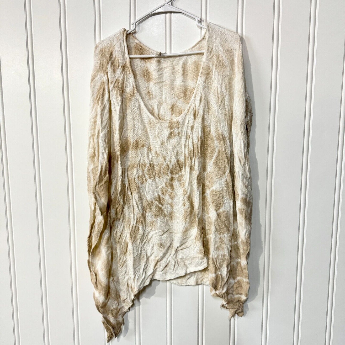 ELAN Kamono Cream Tie Dye Spiral Oversized Lightweight Knit Poncho Cover Up OS