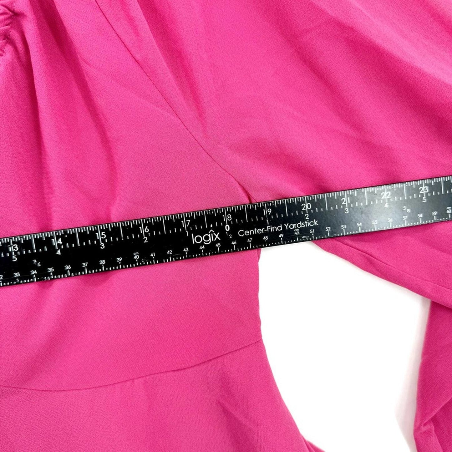 HEATHERLY Blouse Women Size XXL Hot Pink Y2K V Neck Flared Sleeve Semi Sheer NWT