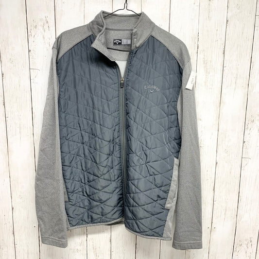 Callaway Jacket Mens Small Full Zip Collared Quilted Navy Grey Gold Performance