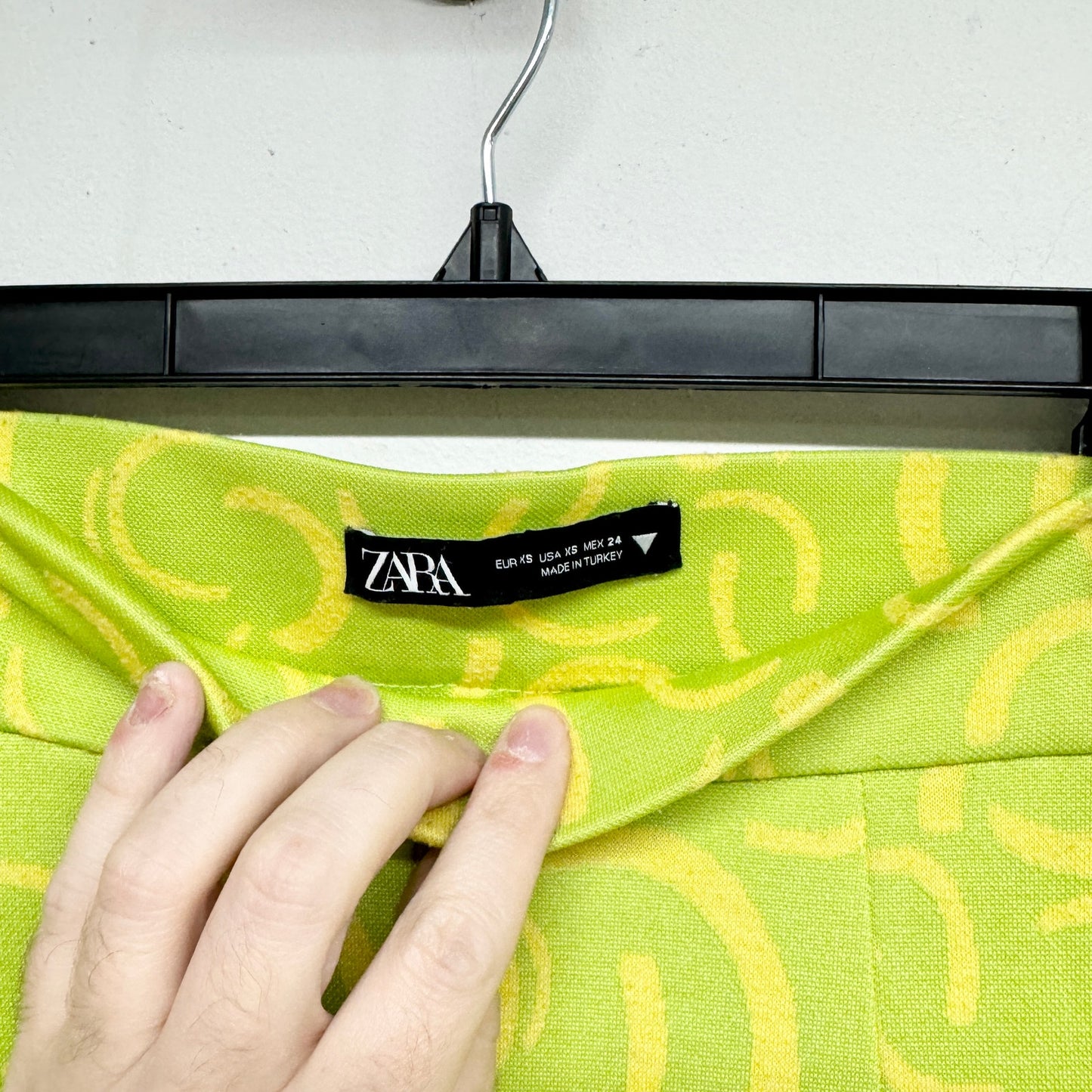 ZARA Women's Jacquard High Waisted 70s Flare Retro 80s Pull On Green Size XS
