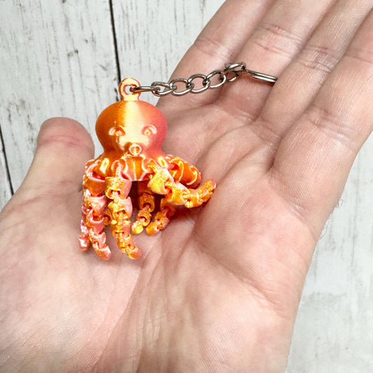 Eradesant 3D Printed Pink/Orange Octopus Keychain Unique Design Orange Colorful Octopus Charm Animal Key Accessory Practical & Fun