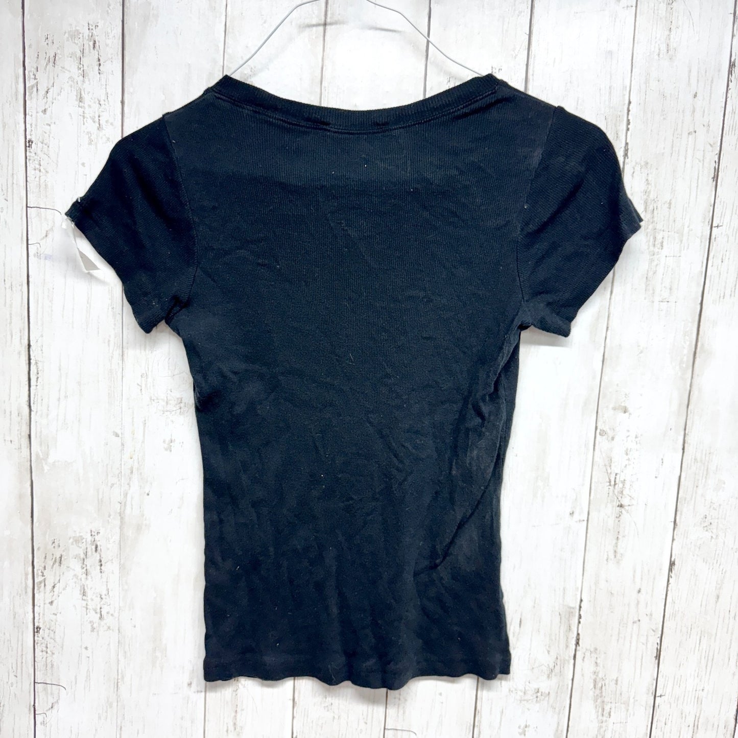 Entireworld Top Women Size Small Black Organic Cotton Ribbed Short Sleeve Shirt