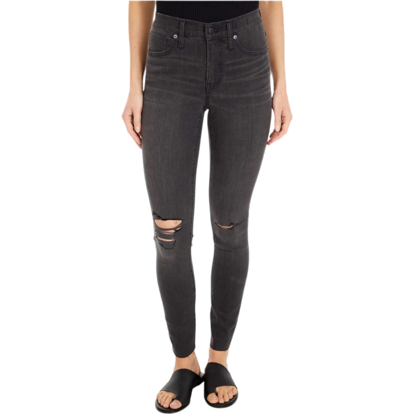 Madewell Women 9" High Rise Skinny Jeans Black Skinny Jeans Size 24