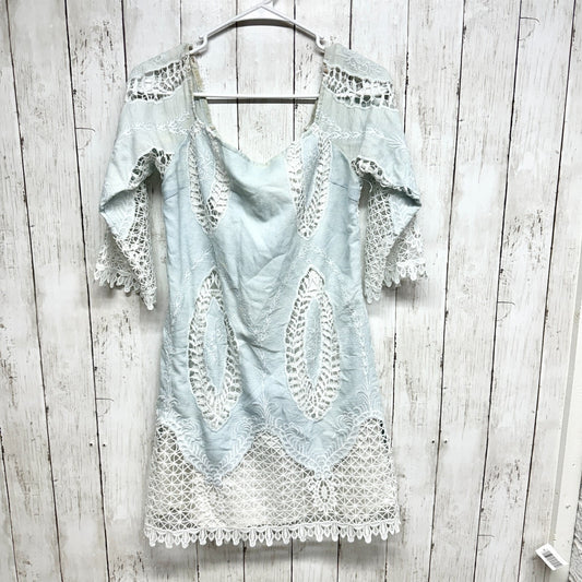 LUCYPARIS Dress Women Size S Blue & White Laced Short Sleeve Mini Spring Summer