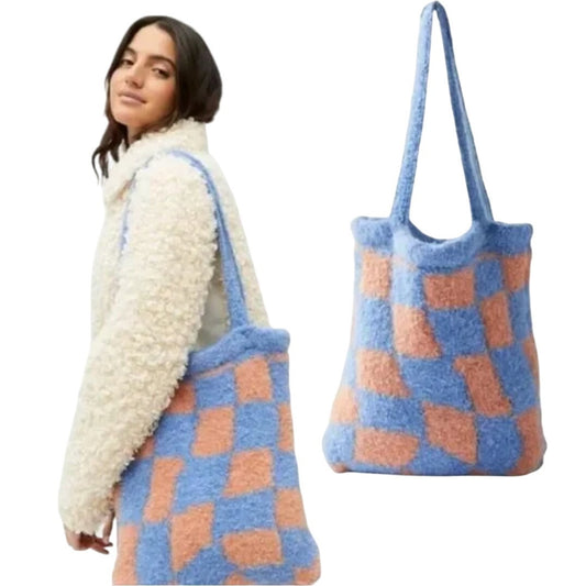 Urban Outfitters Women Blue Orange Emy Icon Knit Tote Purse Bag