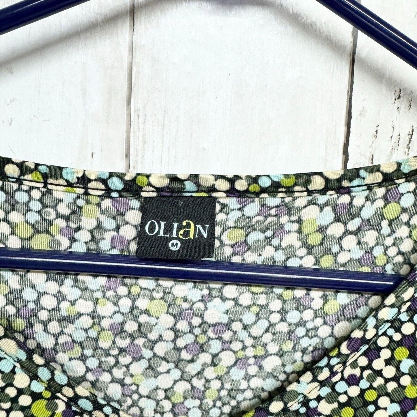 OLIAN Top Women Size Long Sleeve Multi Colored Polka Dot Side Tied Shirt Swoop