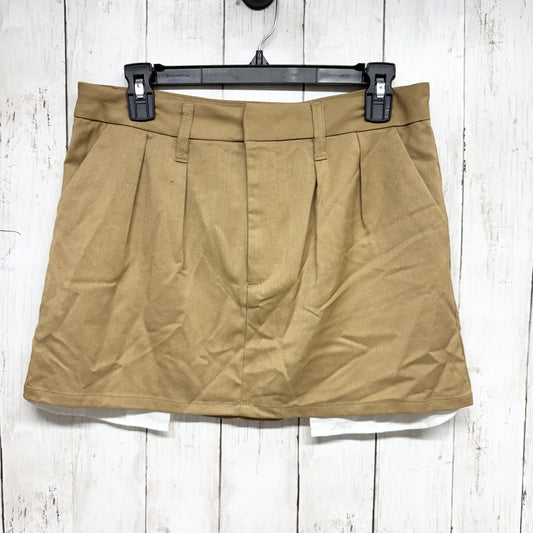 H&M Divided Skirt Women Size Small Tan Linen Mini Pockets Business Preppy
