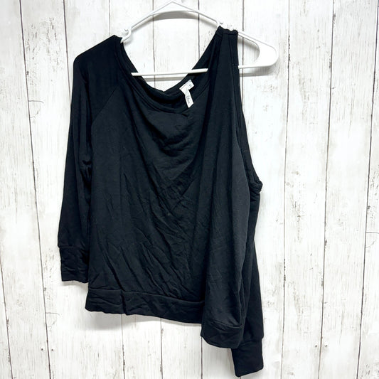 Elan Sweater Women's S One Shoulder Cutout Top Black Asymmetric Long Sleeve