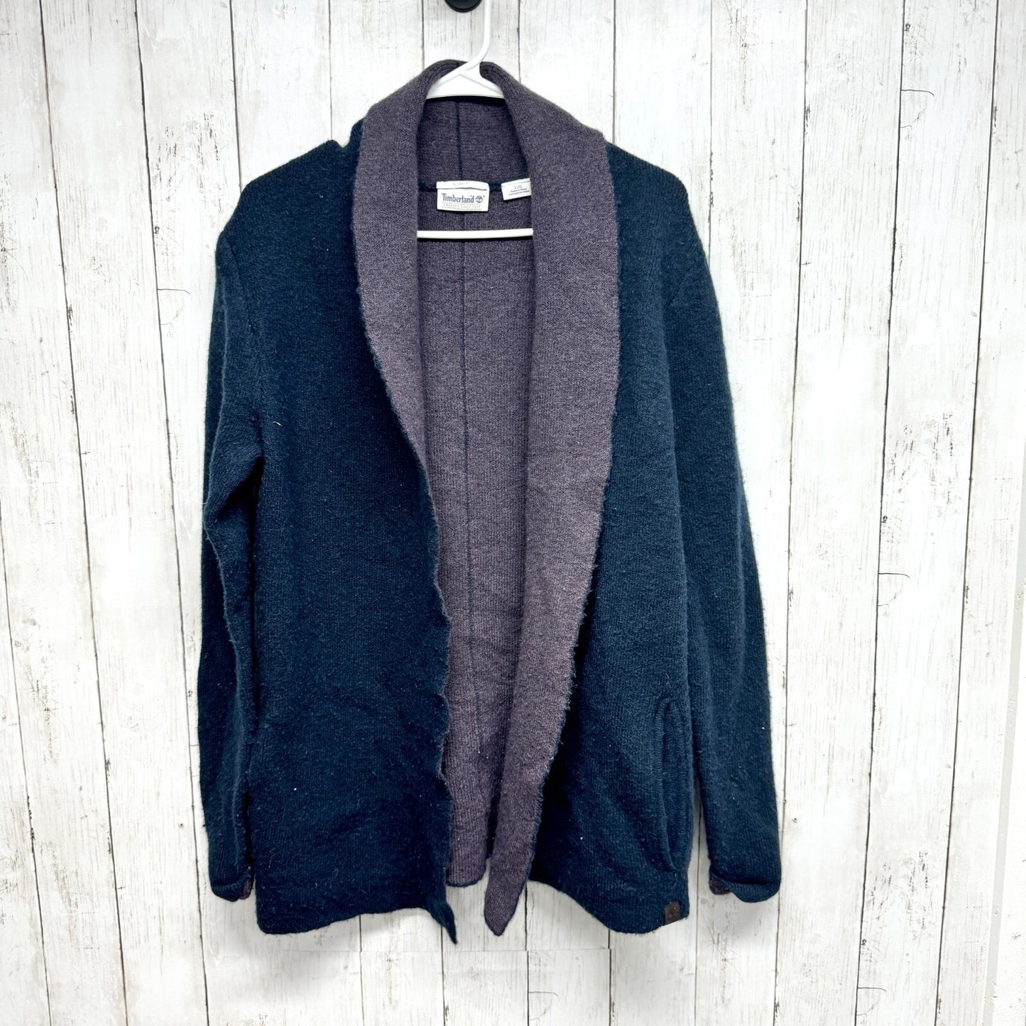 Timberland Sweater Size Large Blue Cardigan Cascade Long Sleeve Winter Logo
