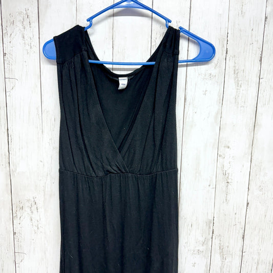 OLD NAVY Dress Women Size Medium Maxi Black Cotton Sleeveless Deep V Neck Casual