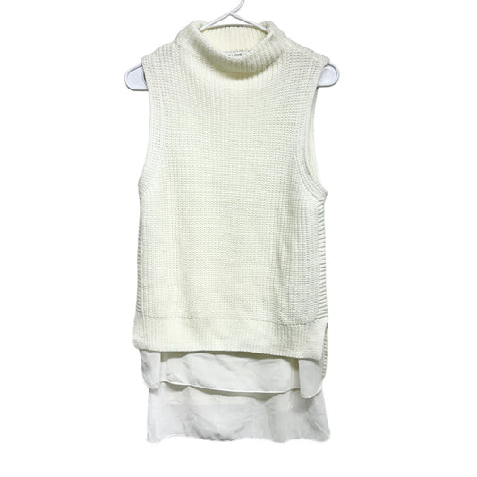 Bishop + Young Knit Woven Vest Trim Chunky Mock Sweater Size Medium