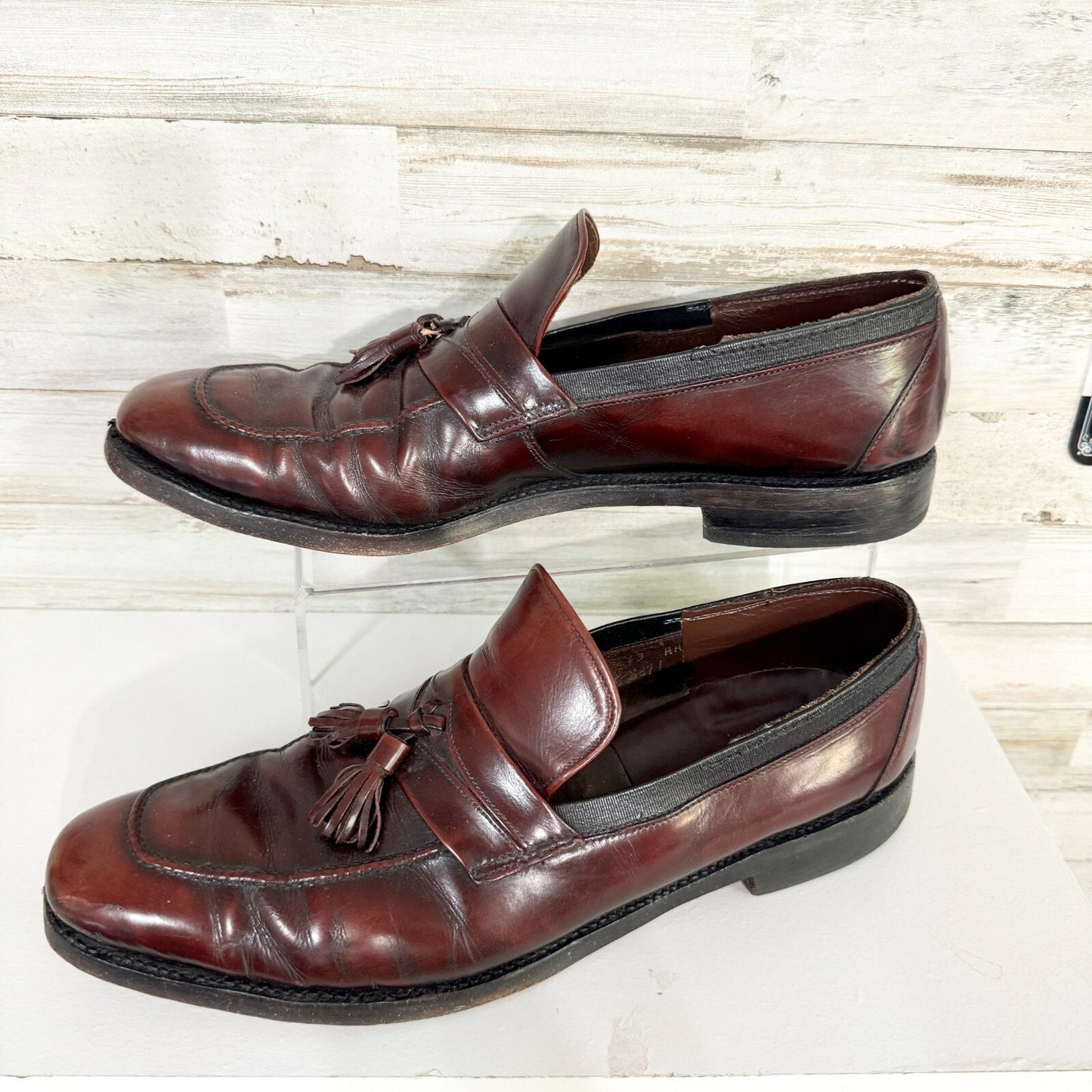 Allen Edmonds Loafers Mens Biscayne 11.5 Burgundy Leather Tassel Shoes Vintage