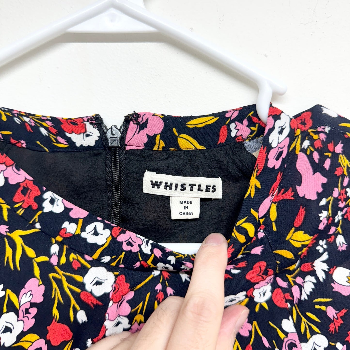 Whistles Women Navy Multicolored Floral Printed 3/4 Sleeve Mini Dress Sz 2