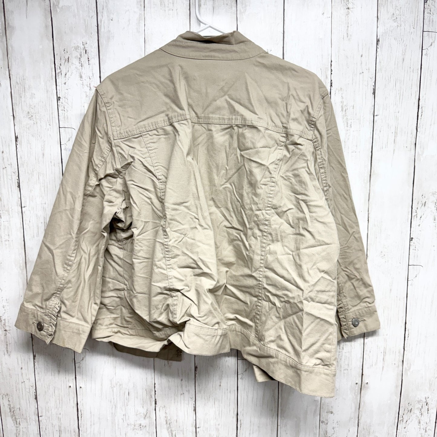 Christopher & Banks Jacket Women XL Tan Collared Utility Pockets Casual Rugged