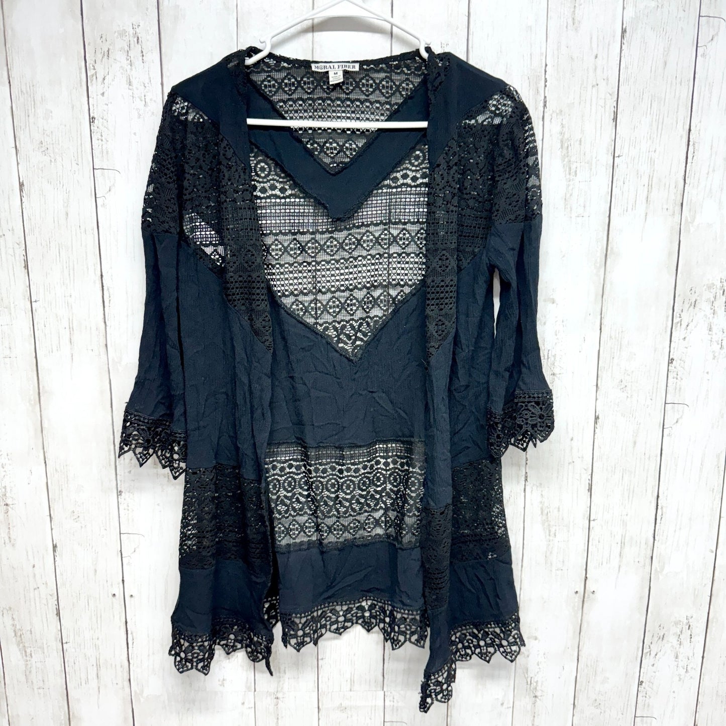 MORAL FIBER WOMEN'S CARDIGAN WOMEN SIZE M OPEN FRONT COVER UP CASUAL 3/4 SLEEVE