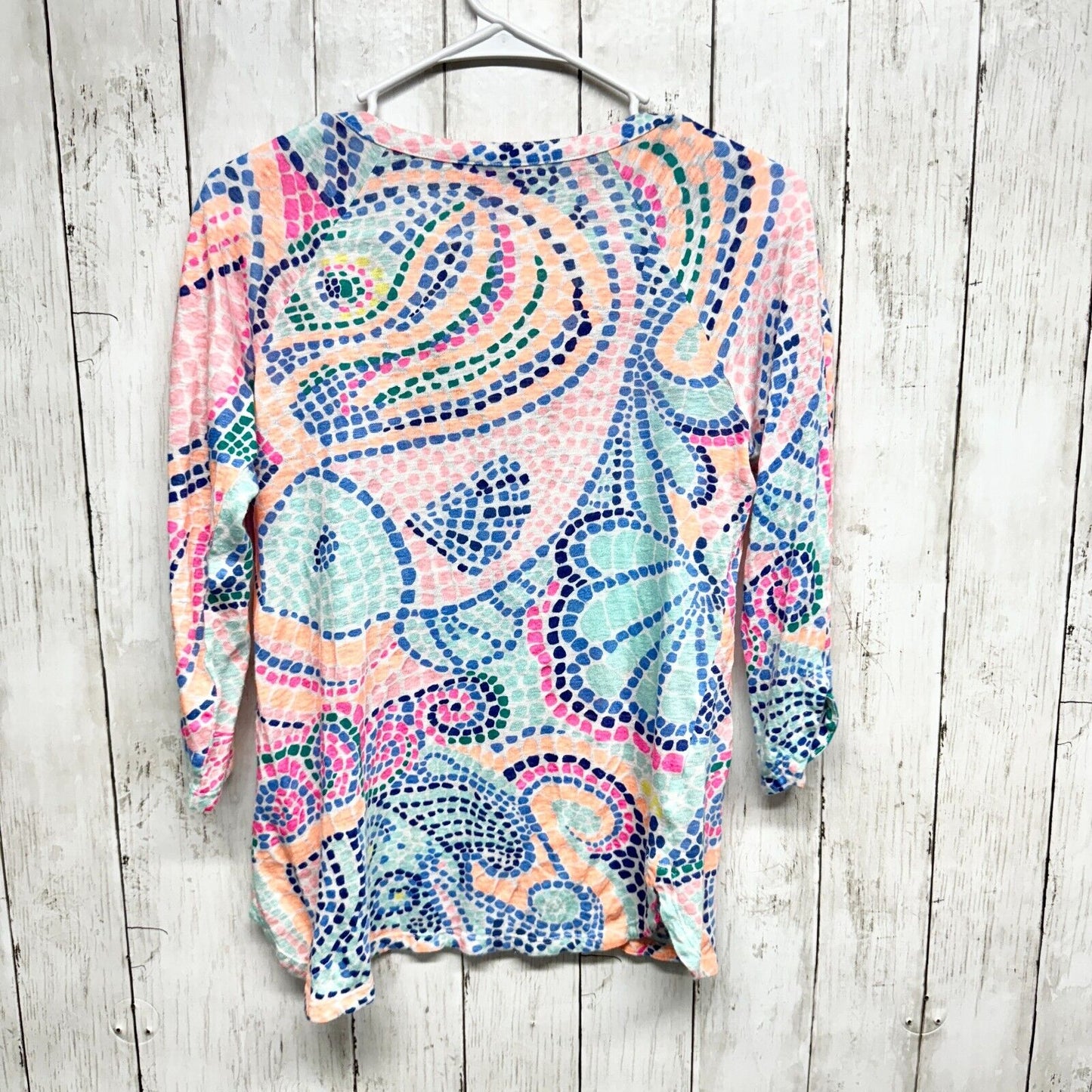 LILLY PULITZER Women's Size Small 100% Linen Tropical Pink Floral Long Sleeve