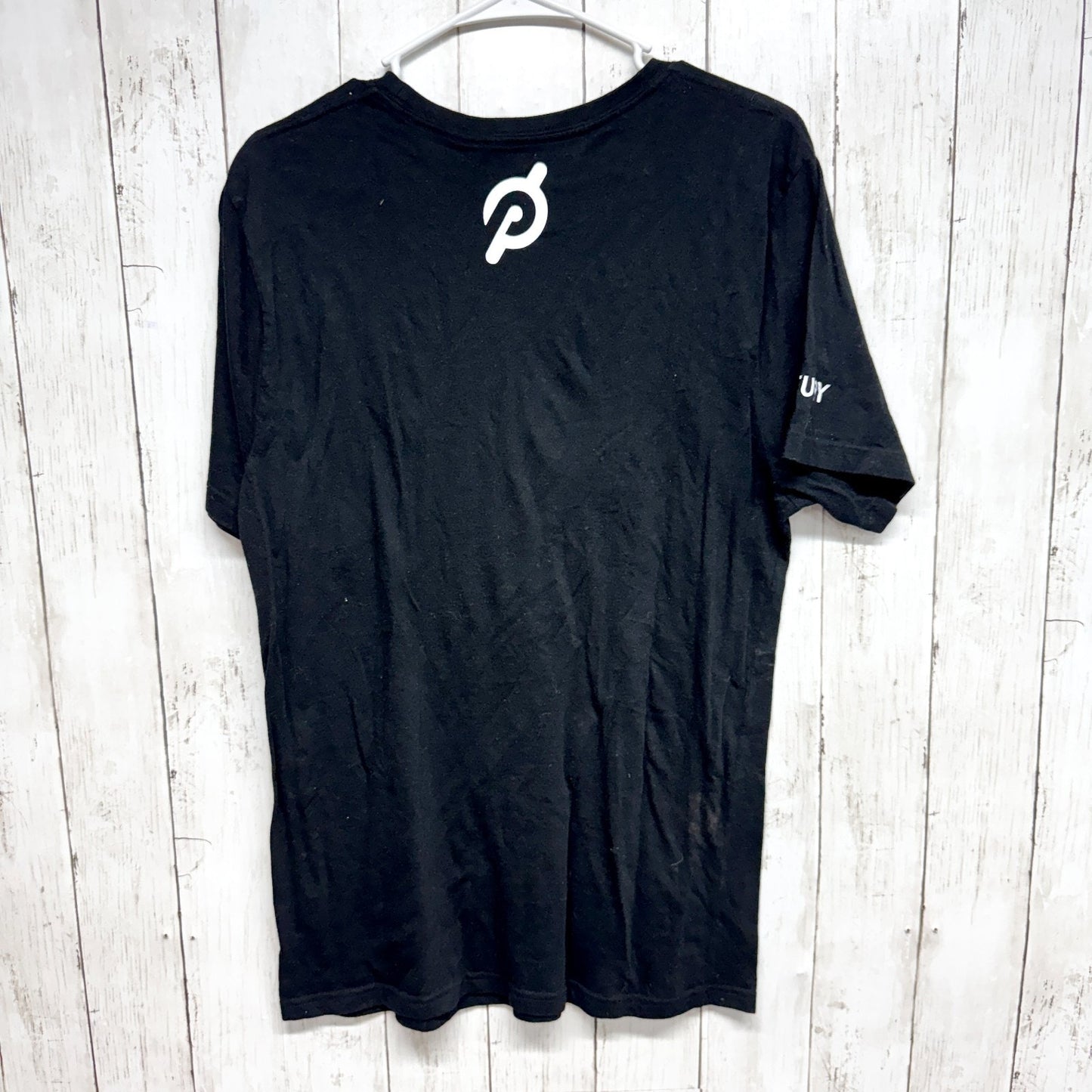 Peloton Top Unisex Size Large Black Cotton Graphic Print Short Sleeve Shirt Logo