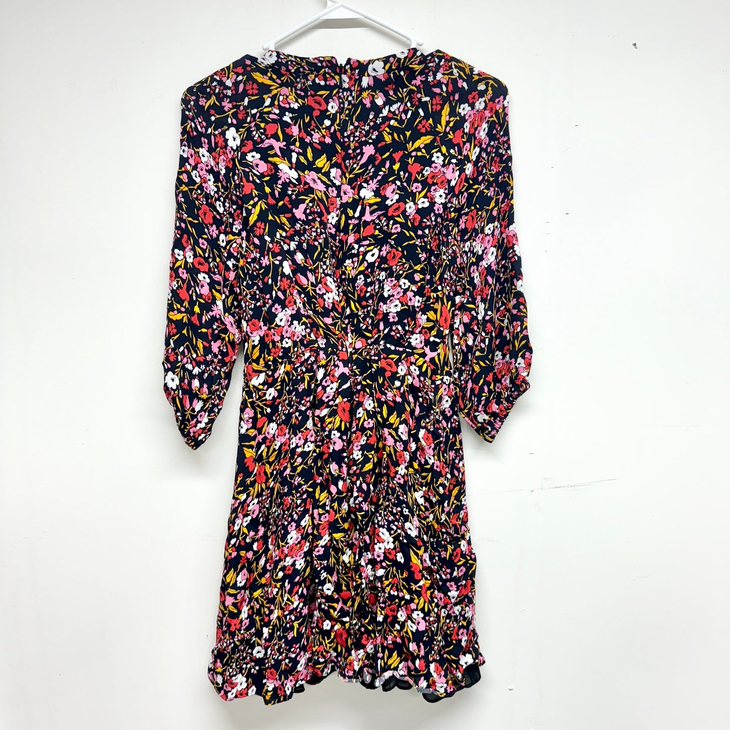 Whistles Women Navy Multicolored Floral Printed 3/4 Sleeve Mini Dress Sz 2