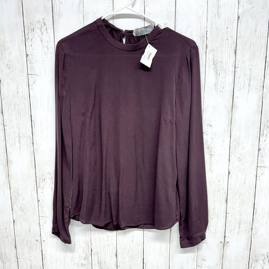 A.L.C Blouse Women Size M Long Sleeve Mock Neck 100% Silk Plum Purple Open Back