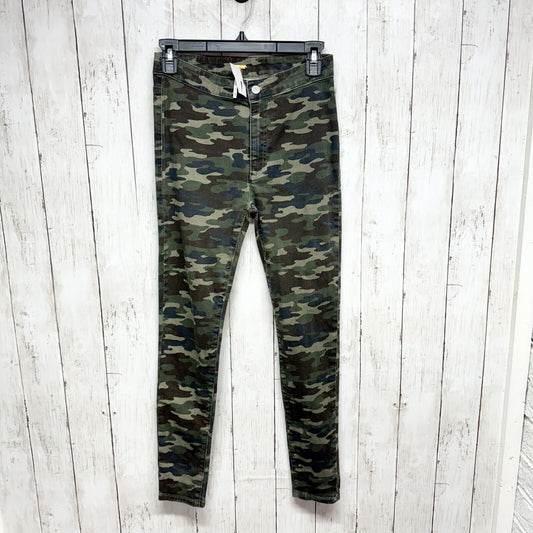 FREE PEOPLE Jeans Women Size 25 Low Rise Skinny Camo Cotton Ankle Button Army