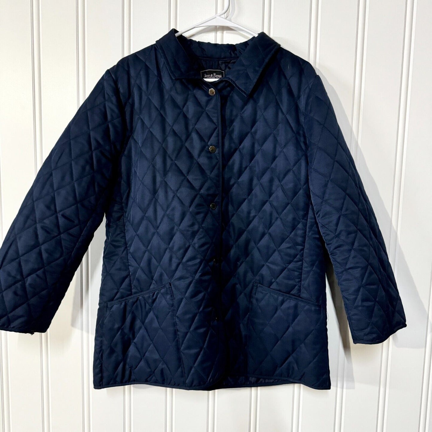 Steve & Barry's Jacket Women Size M Navy Quilted Button Down Collared Pocket