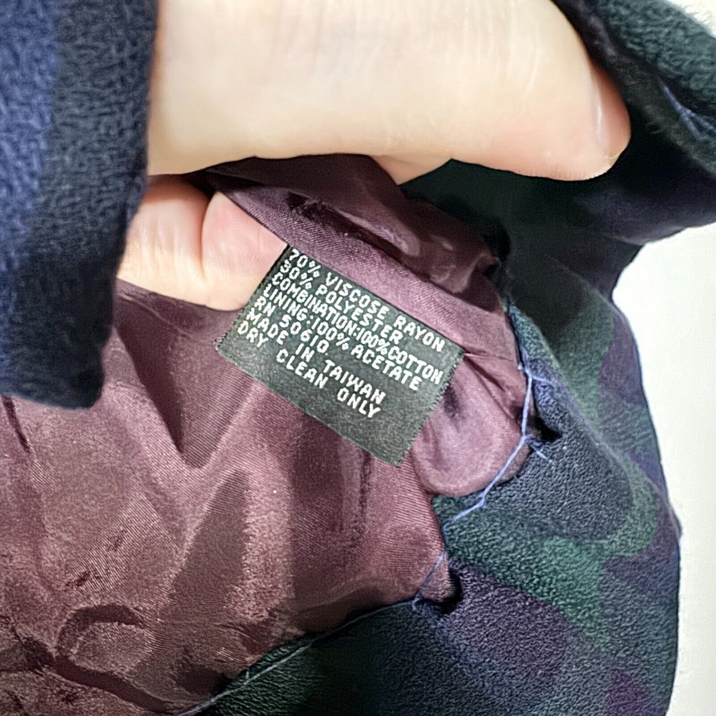 Vintage 80s Kasper Button Down Plaid Wool Blend Velvet Collared Blazer Size 10
