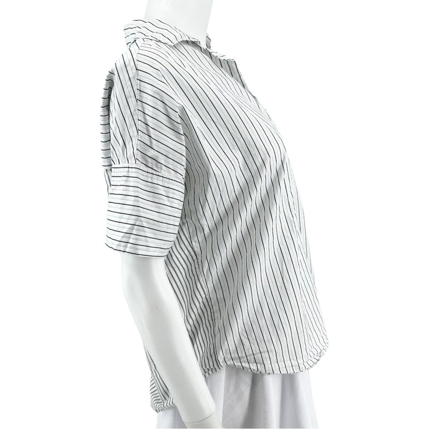 MADEWELL Top Women Size XS Blouse Courier Button Down Back Striped Black & White