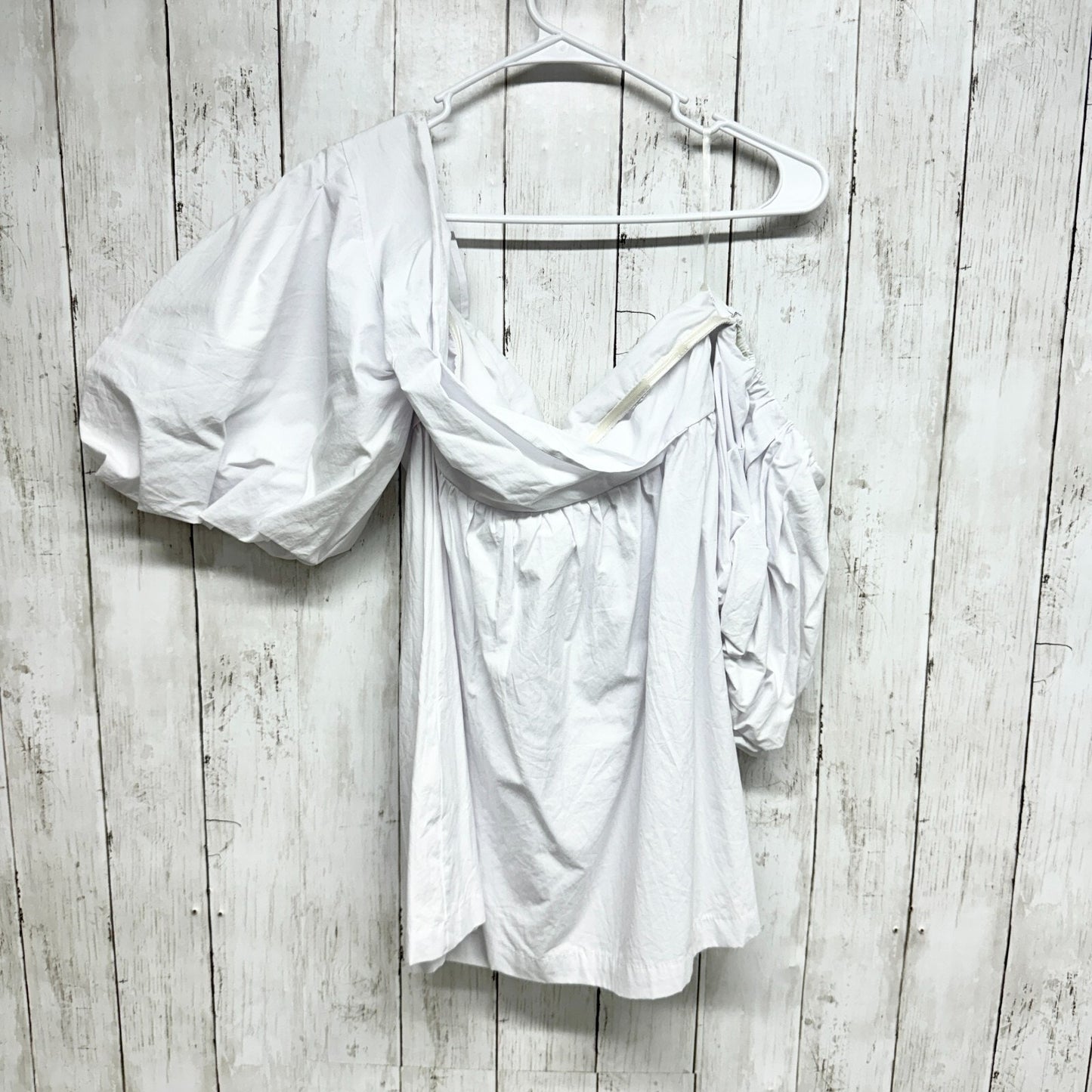 Showpo Dress Women Sz 8 Sula Balloon Sleeve Mini White Bride NWT Off Shoulder