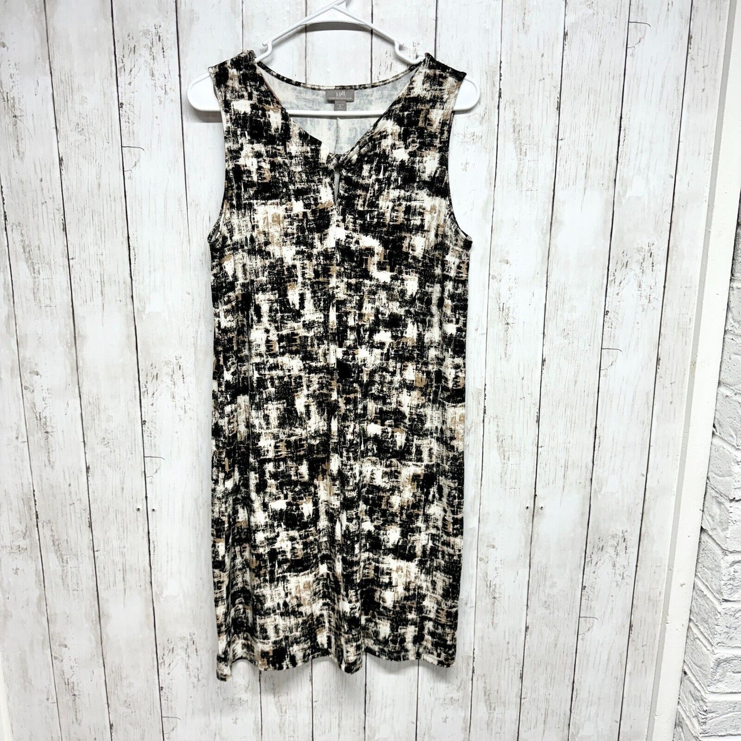 J.Jill Dress M Wearever Collection Stretch Knit Tank Neutral Colors Key Hole