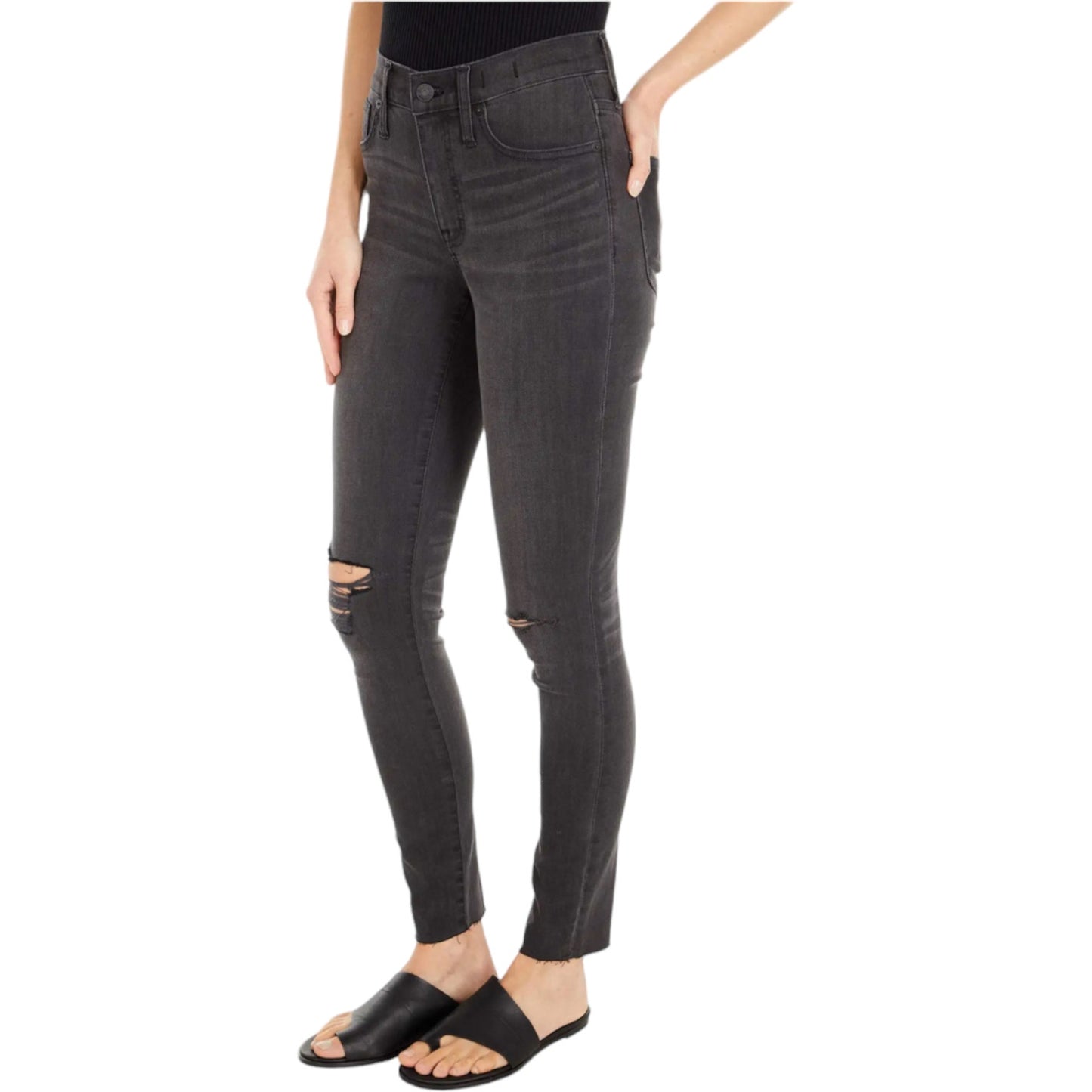 Madewell Women 9" High Rise Skinny Jeans Black Skinny Jeans Size 24