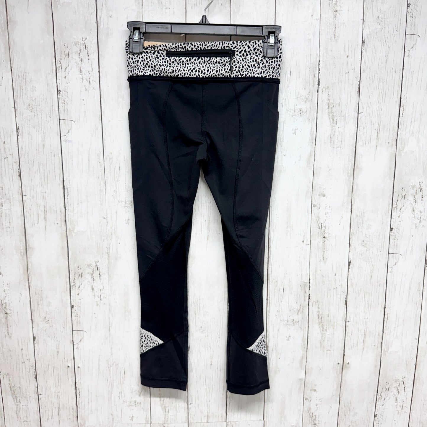 Lululemon Pants Women Size 2 Black Speckle Print Ankle Crop Leggings Pockets