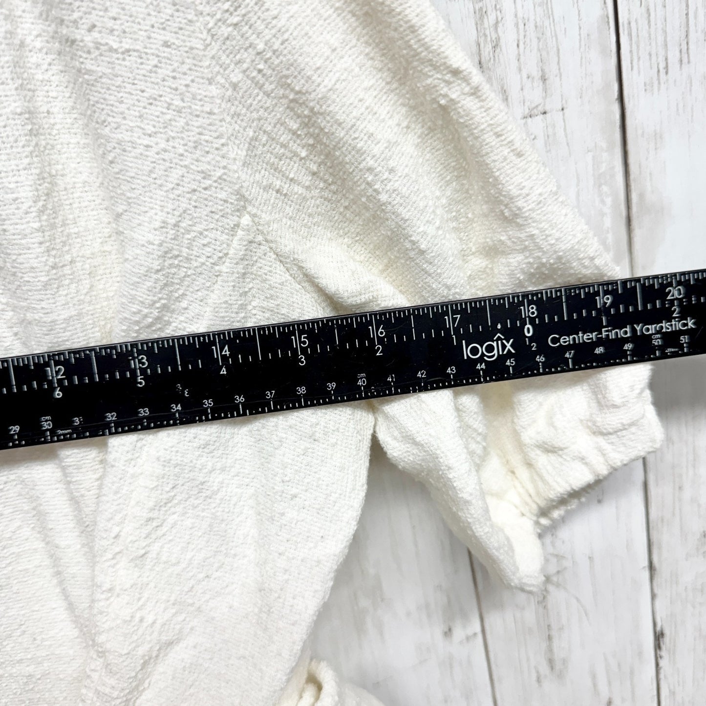 Madewell Texture & Thread Top Women Size XXS Ivory Wrap Tie Short Sleeve Blouse