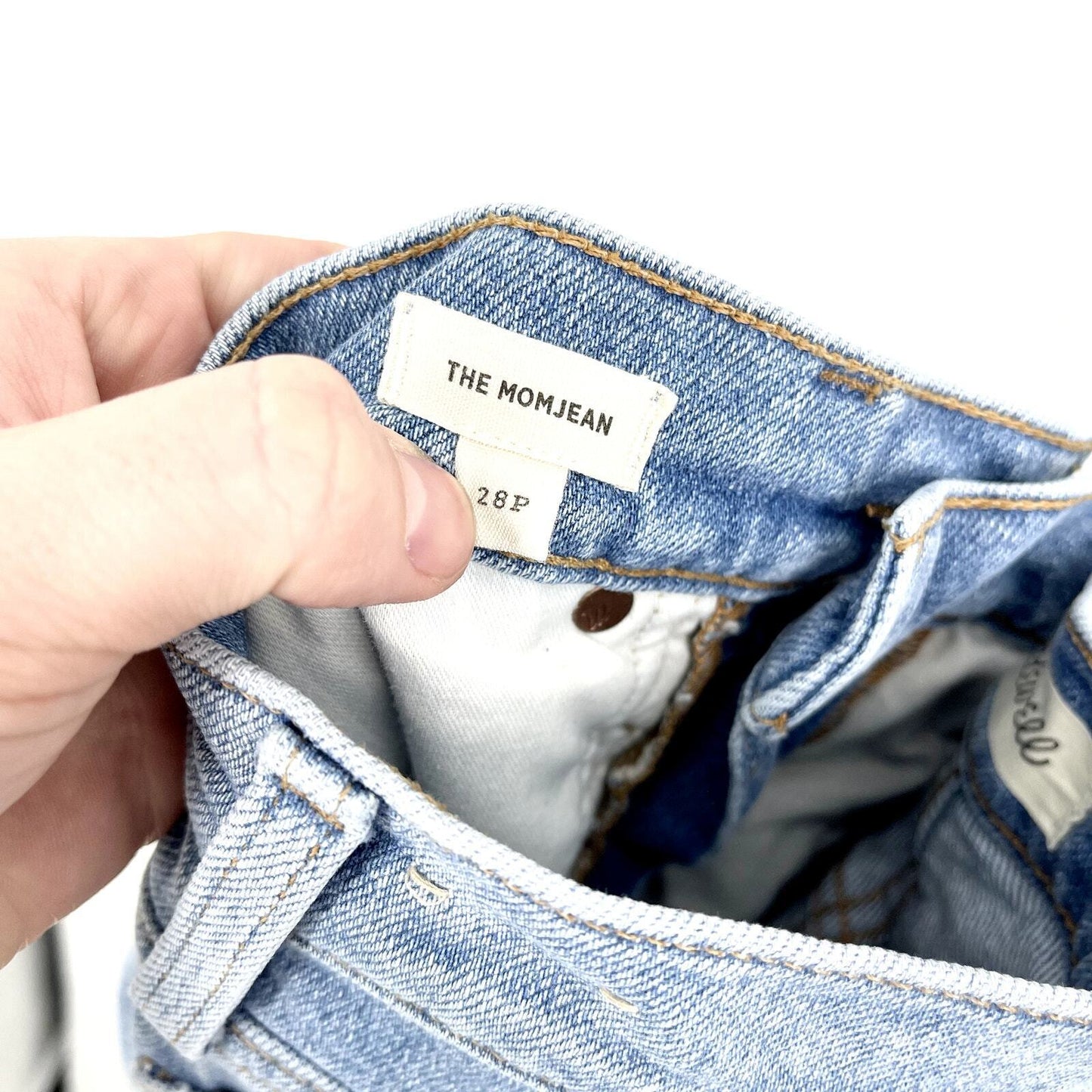 Madewell The Mom Jean Cropped Wide Leg Medium Wash Cotton Jeans Size 28P