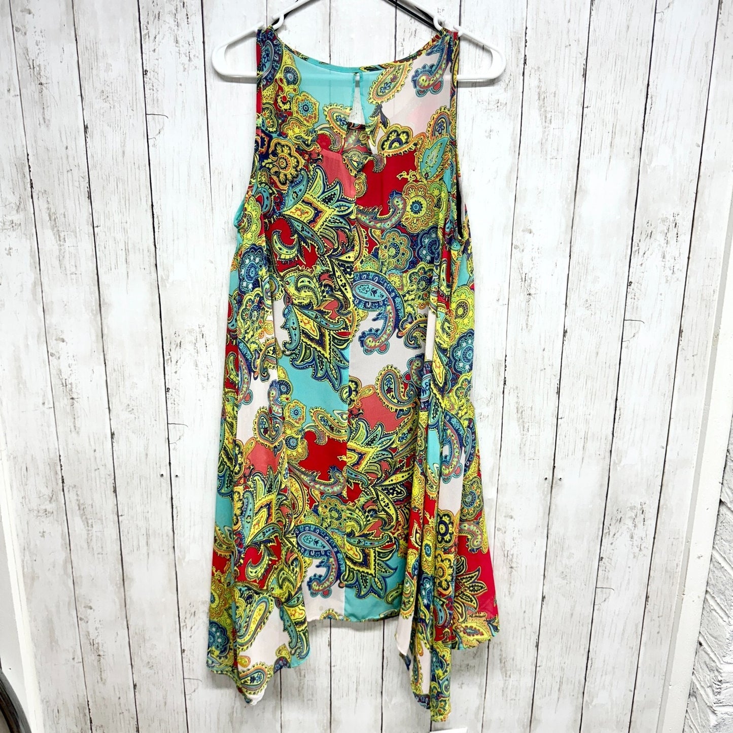 Robbie Bee Women's Size 12 Dress A Line Sleeveless Asymmetrical Hem Paisley