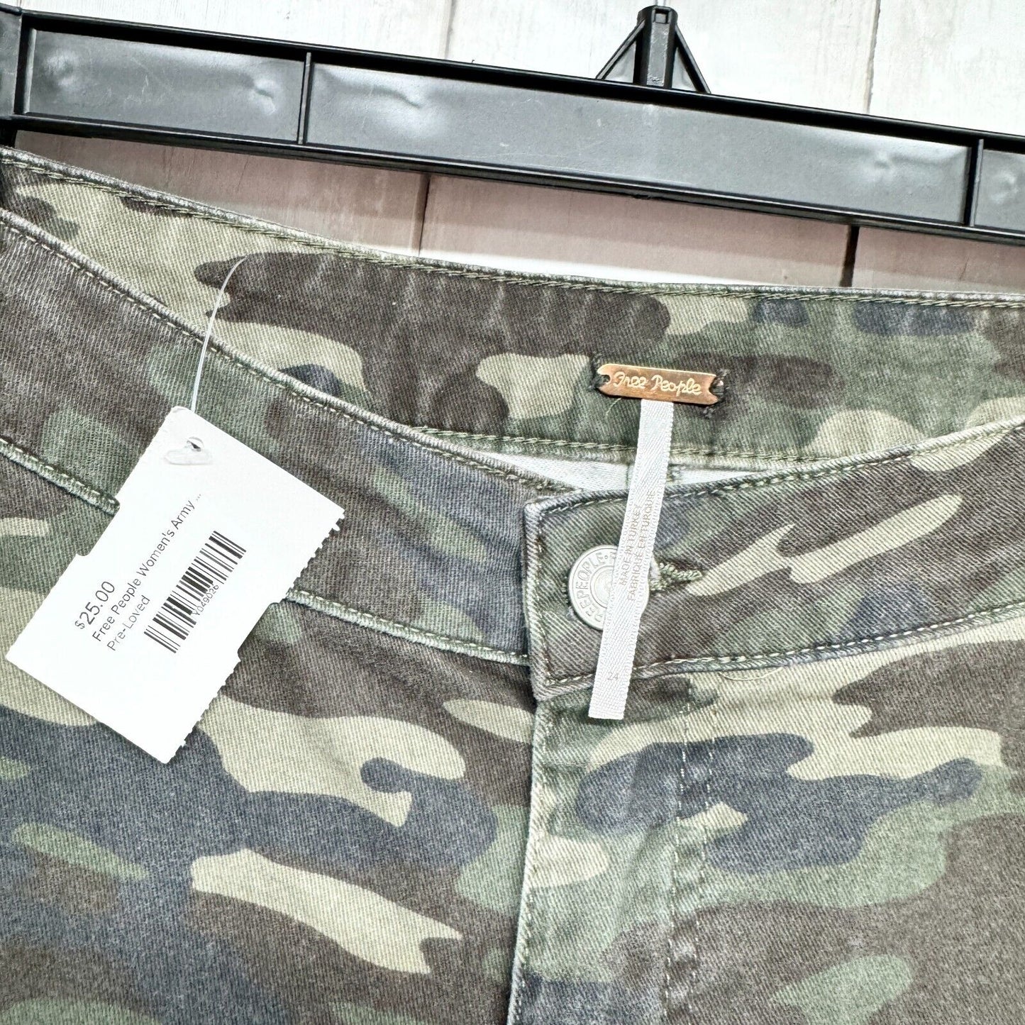 FREE PEOPLE Pants Womens Size 28 Camouflage Skinny Leg Mid Rise Preppy Casual