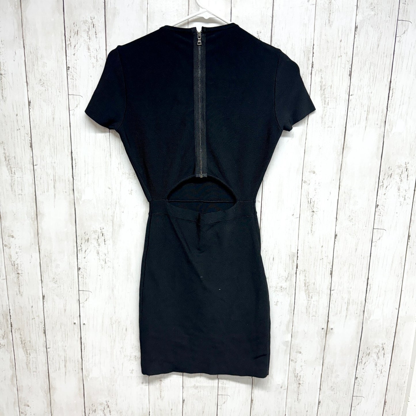 BCBGMAXAZRIA Dress Women Size Small Black Beaded Kaylen Beaded Bodycon Mini