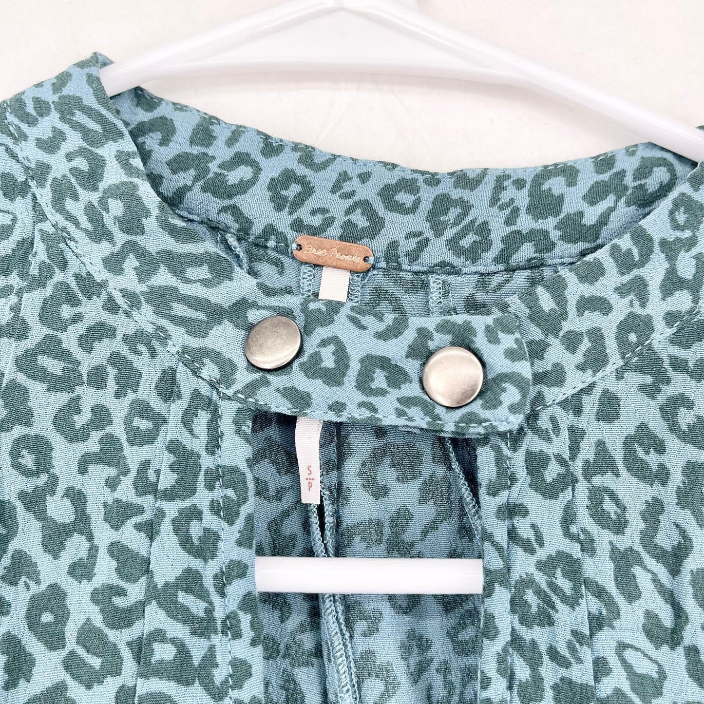 Free People Halter Neck Blue Leopard Printed Mini Dress Size Small