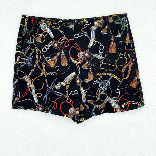 Zara High Waisted Nautical Tailored Front Pocket Shorts Size Medium