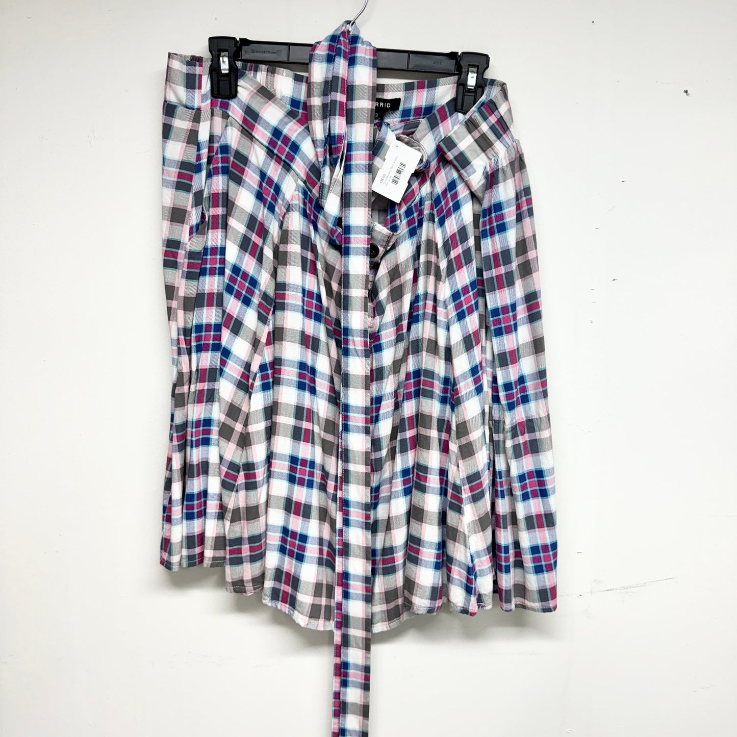 Torrid Women Blue & White Mini Chalis Skirtall Rustic Plaid Size 3 3X