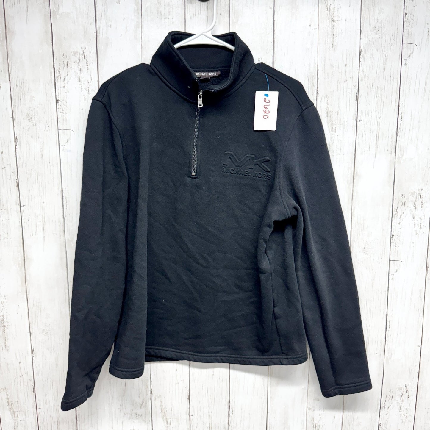 Michael Kors Sweater Men Size Medium Black Mock Neck Quarter Zip Long Sleeve