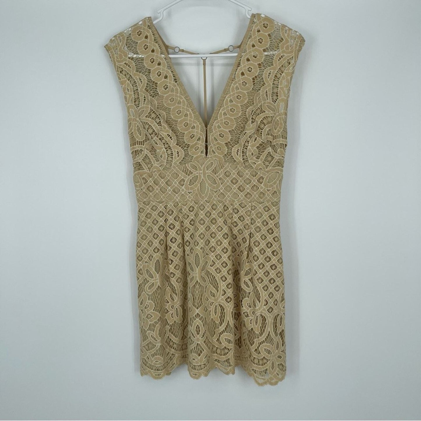 FREE PEOPLE Dress Women Size 2 Mini Lace One Million Lover Ivory V Neck Boho