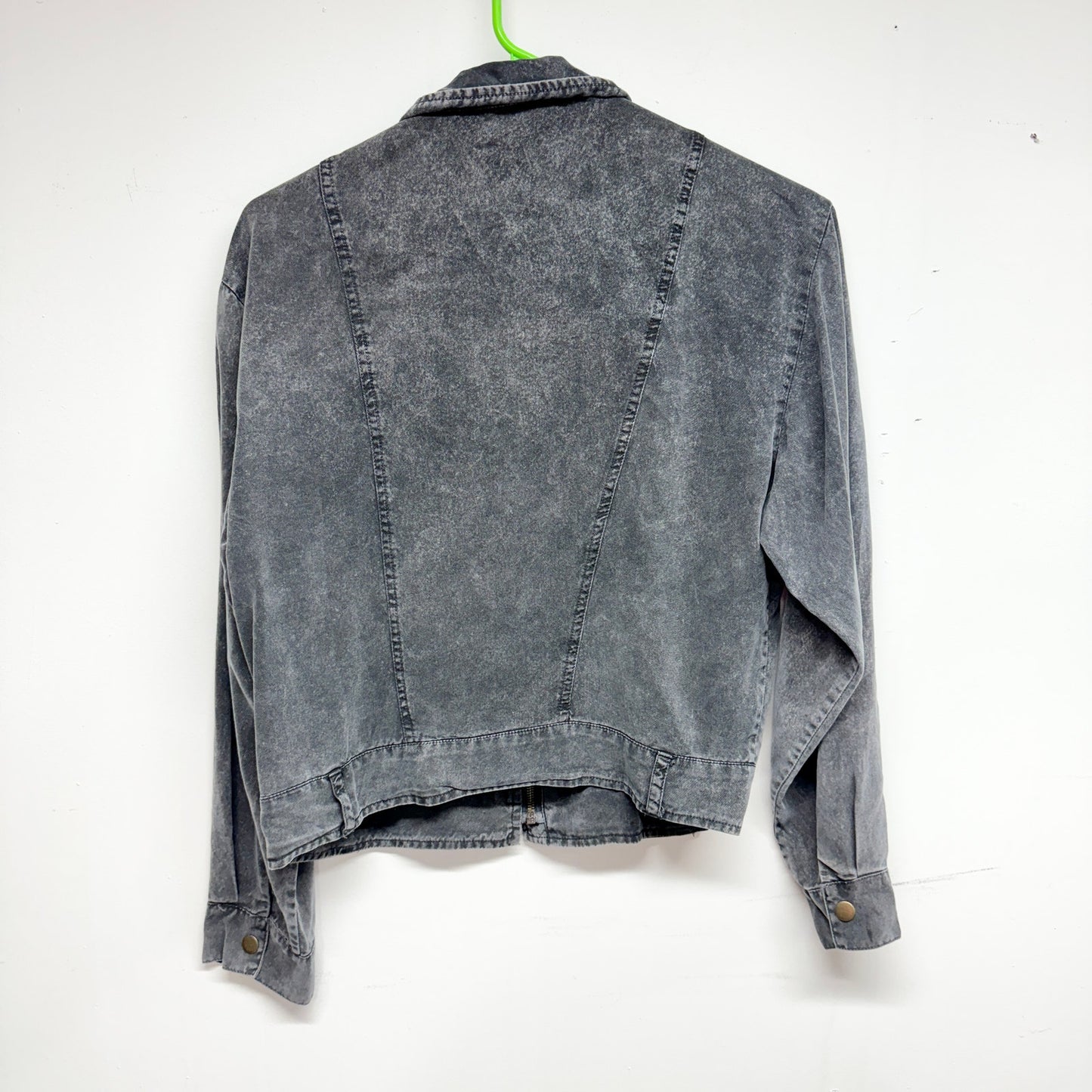 Young Fabulous and Broke Grey Distressed Washed zipper Jacket Size XS