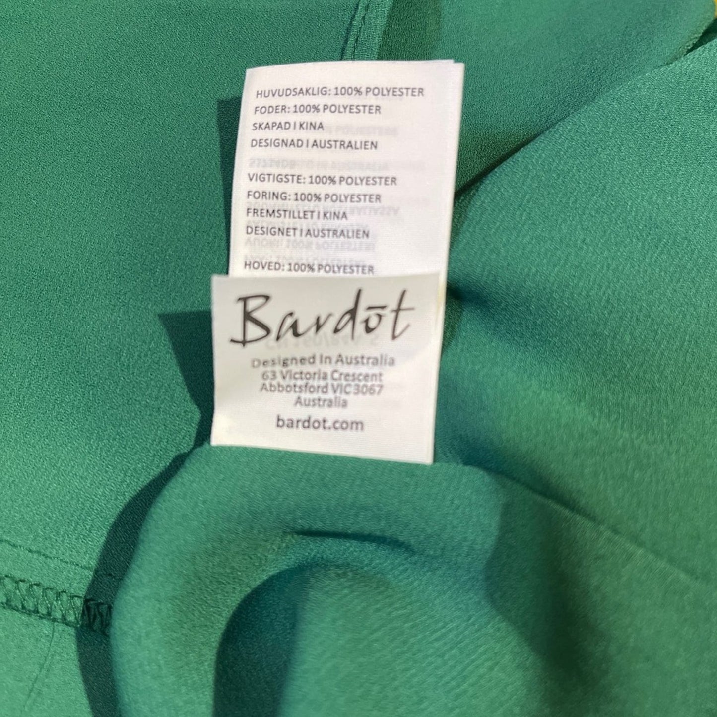 Bardot Women Long Sleeve V Neck Tropical Floral Green Mini Dress Size 4 NWT