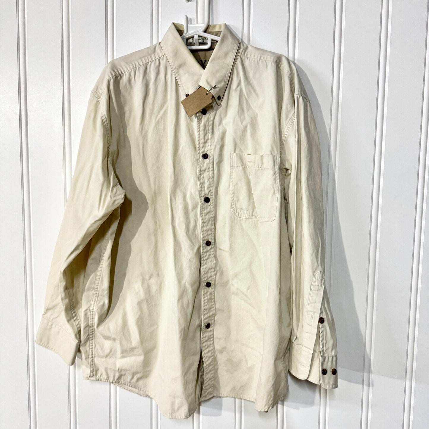 Orvis Ivory Casual Dress Shirt Outdoor Fishing Button Down Size XL